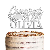 Personalised Graduation Acrylic Cake Topper by KreateSquare | Custom Colour Any Name Premium Mirrored Acrylic Finish